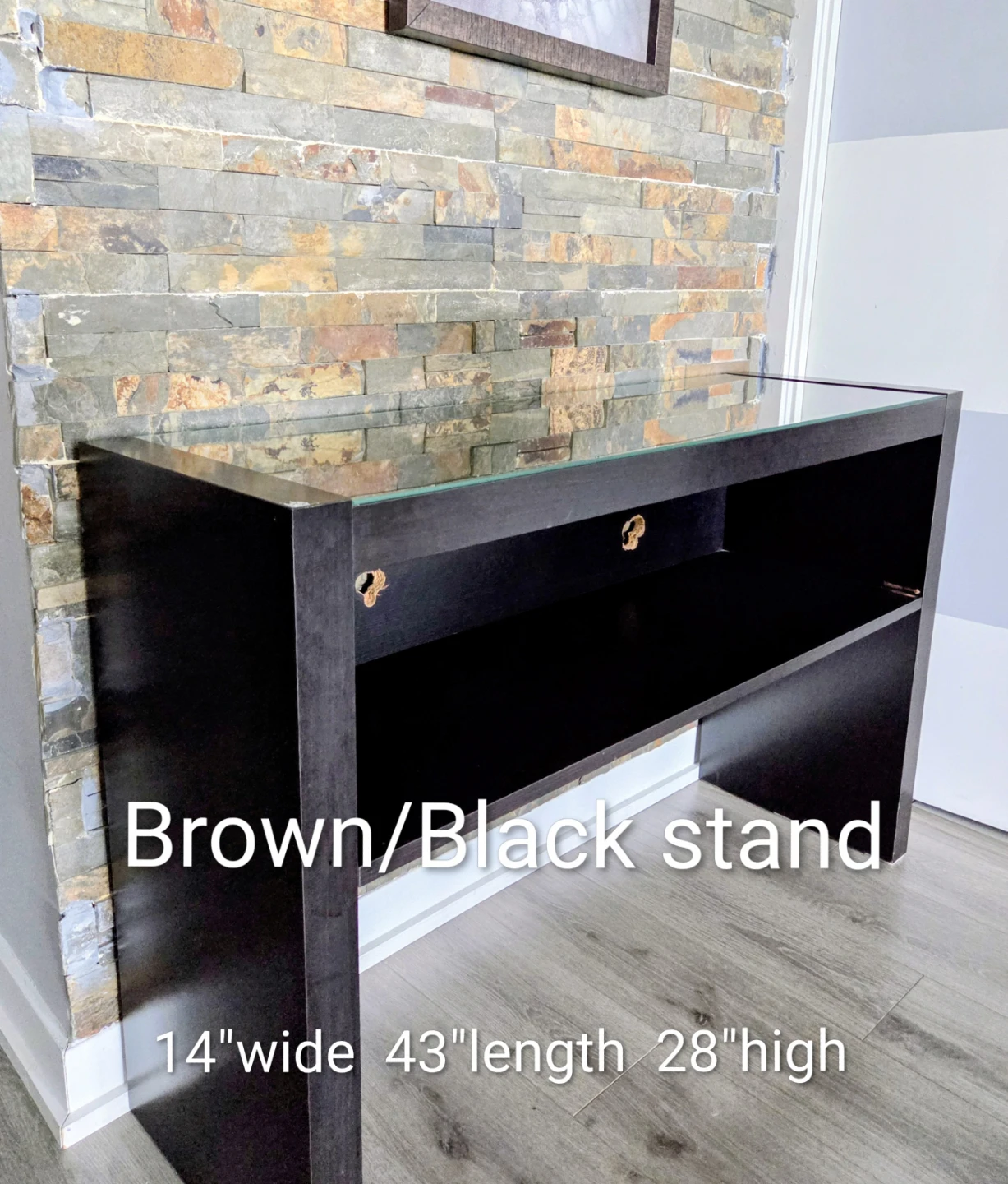 Brown/Black Console Stand with Glass Top