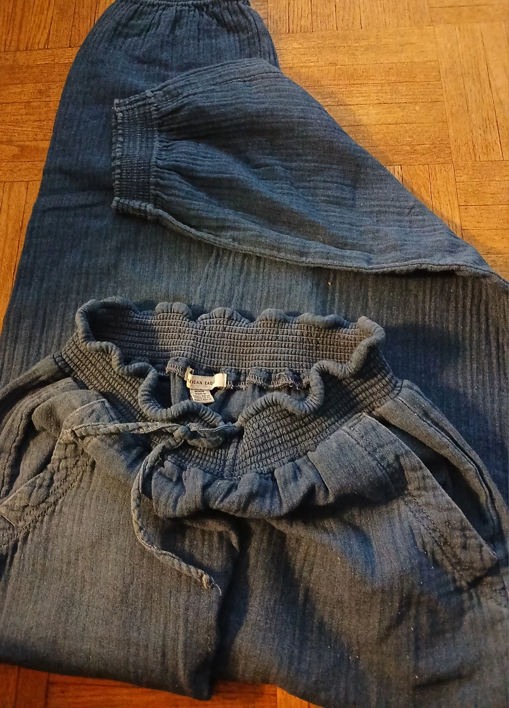 American Eagle Smocked Waist Gauze Wide Leg Pants M/M