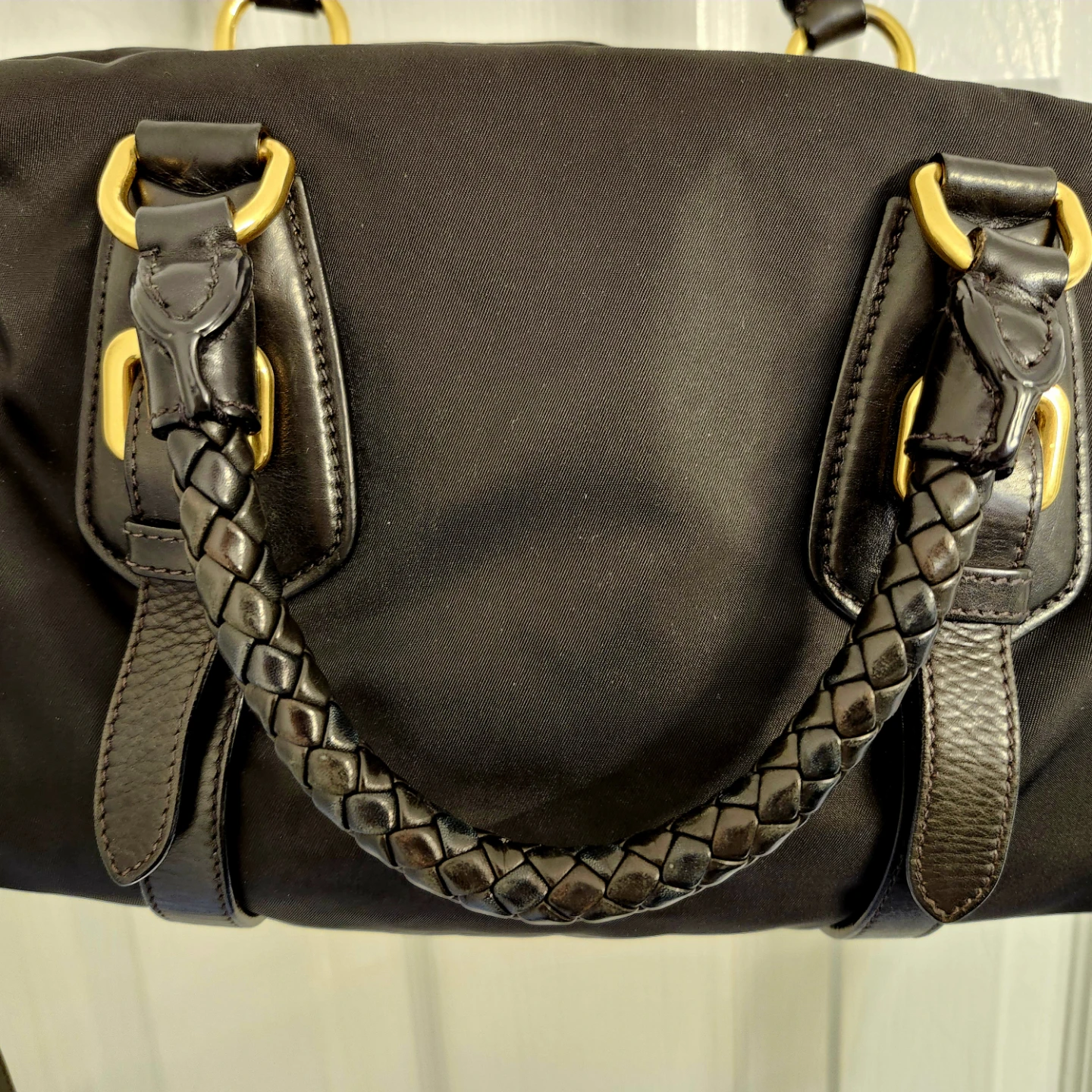 Prada Black Nylon Shoulder Bag with Gold Hardware - photo 4