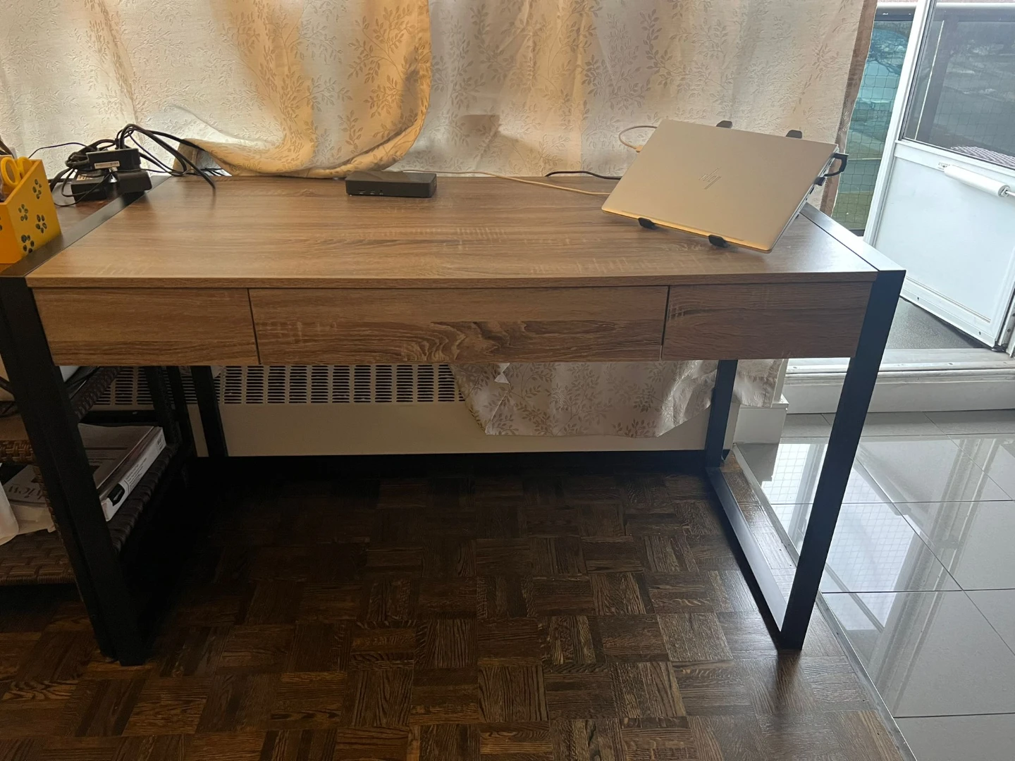 Wood Grain Desk with Drawers