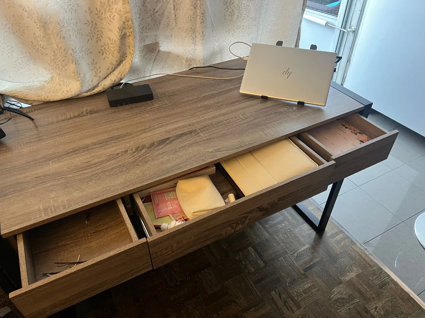 Wood Grain Desk with Drawers - photo 2