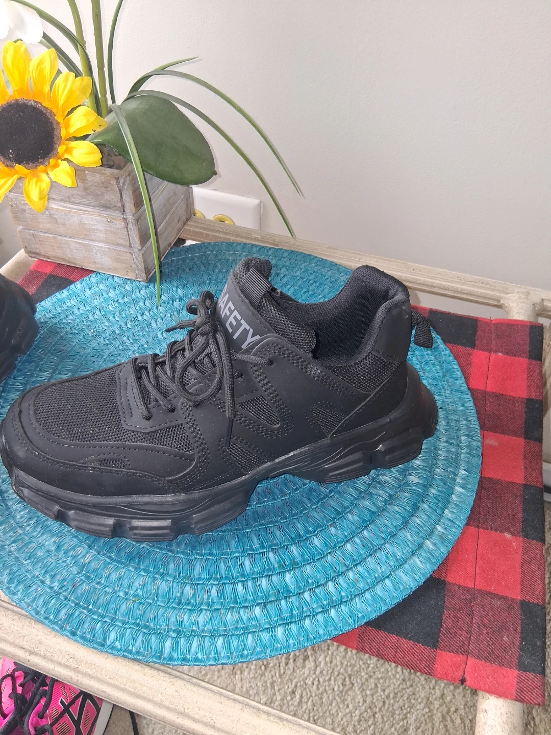 Black "SAFETY" Sneakers - Size 37 For Women