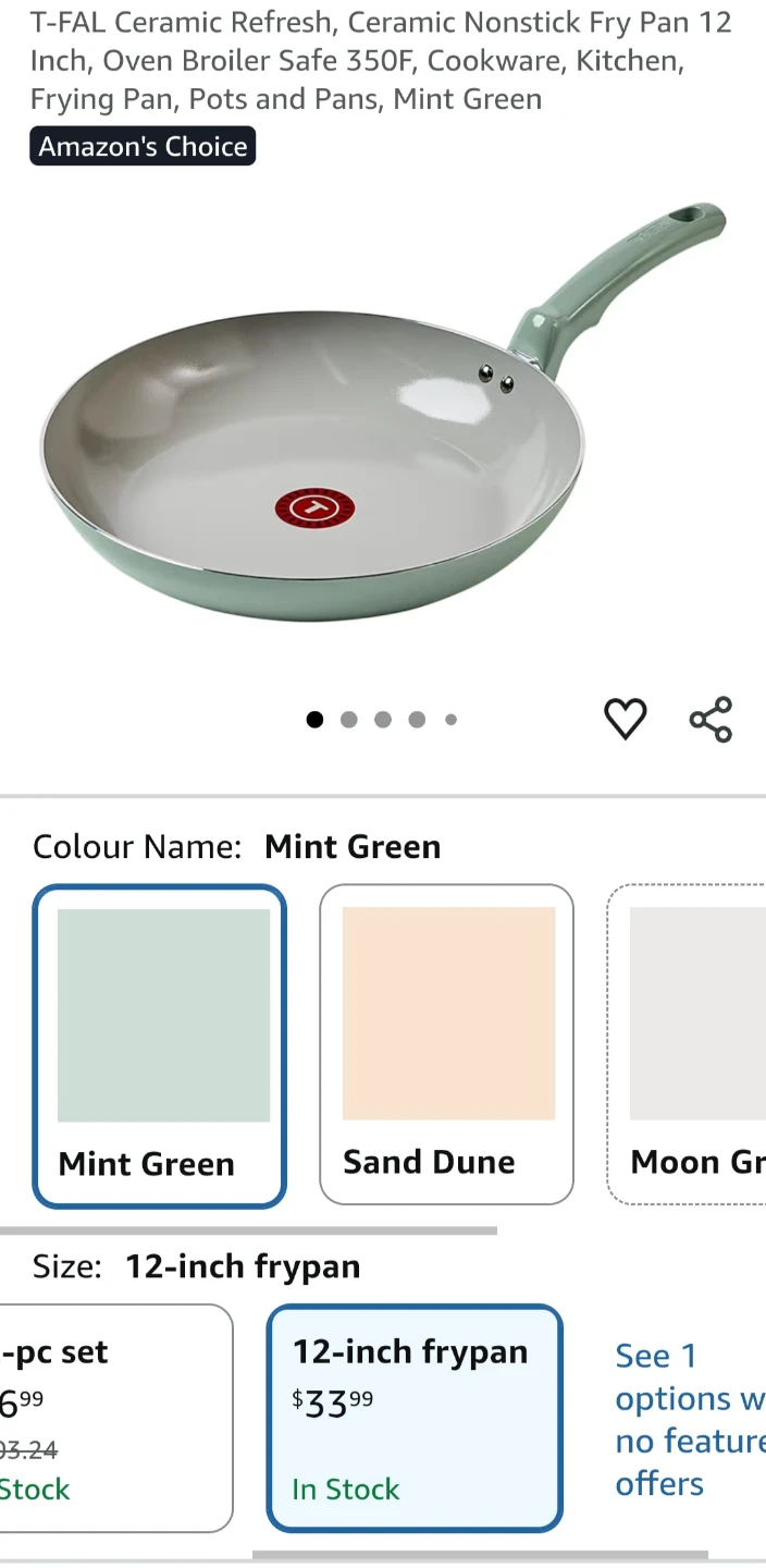 T-FAL Ceramic Refresh Nonstick Fry Pan - 12-inch, Mint Green