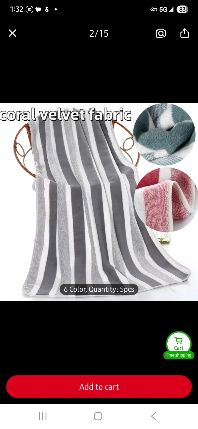 NEW Grey Striped Towels and Face Clothes Set 💧 - photo 4