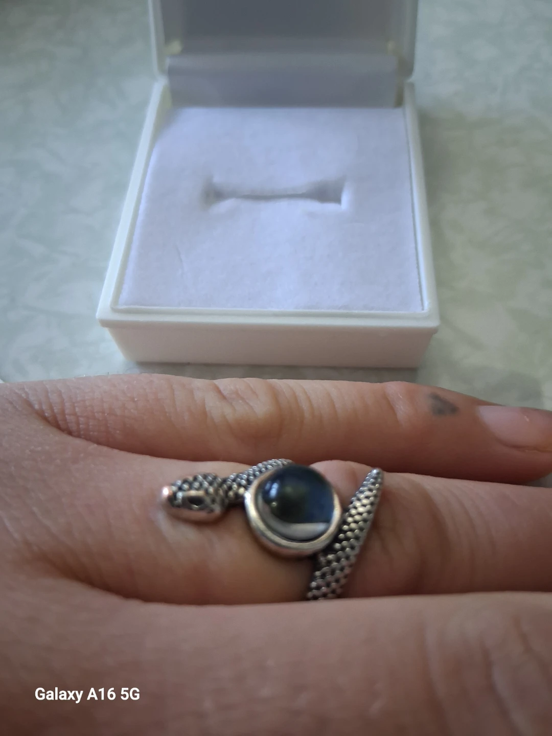 Snake Ring with Black Stone - photo 2