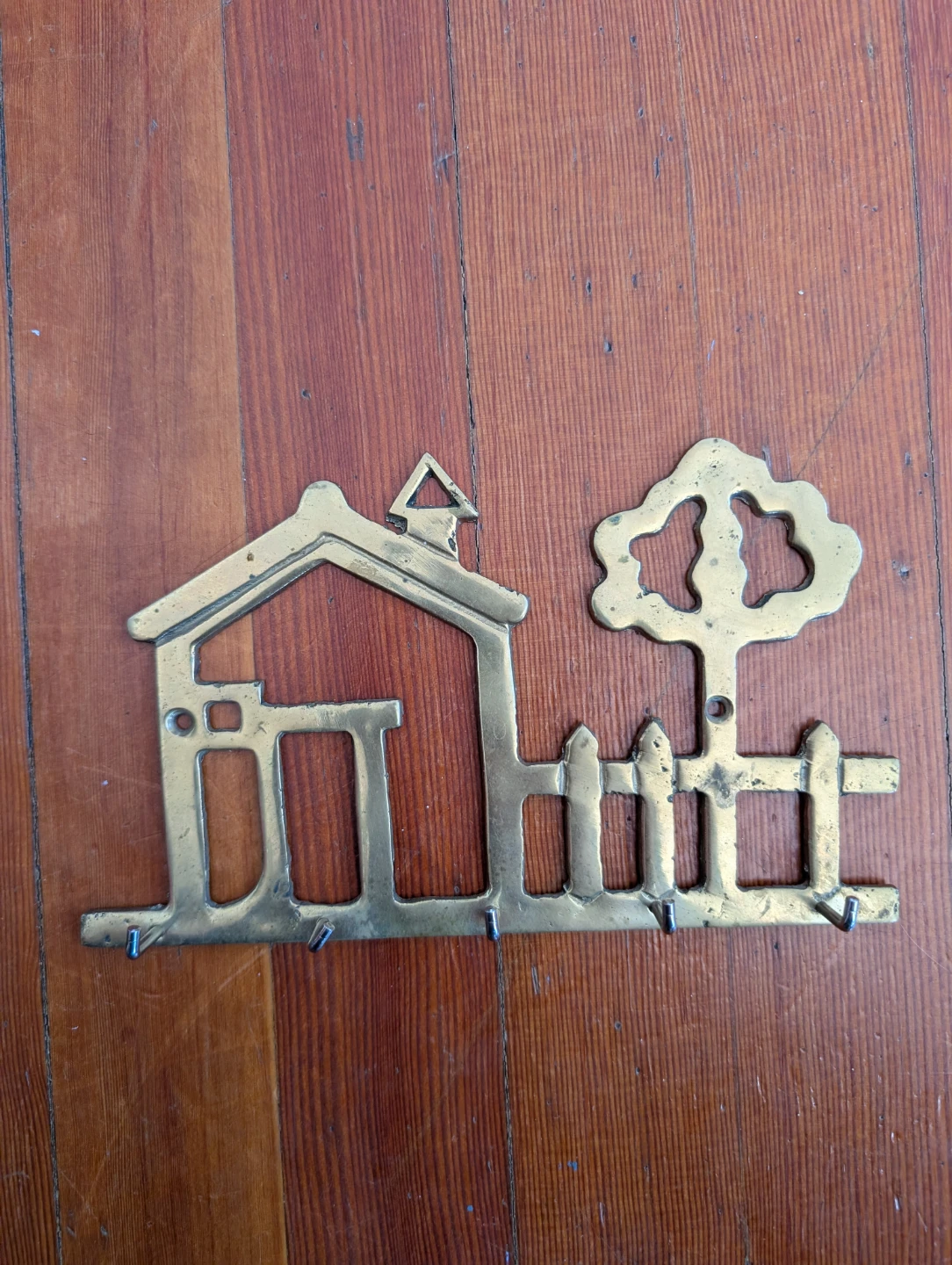 Brass House and Tree Key Holder
