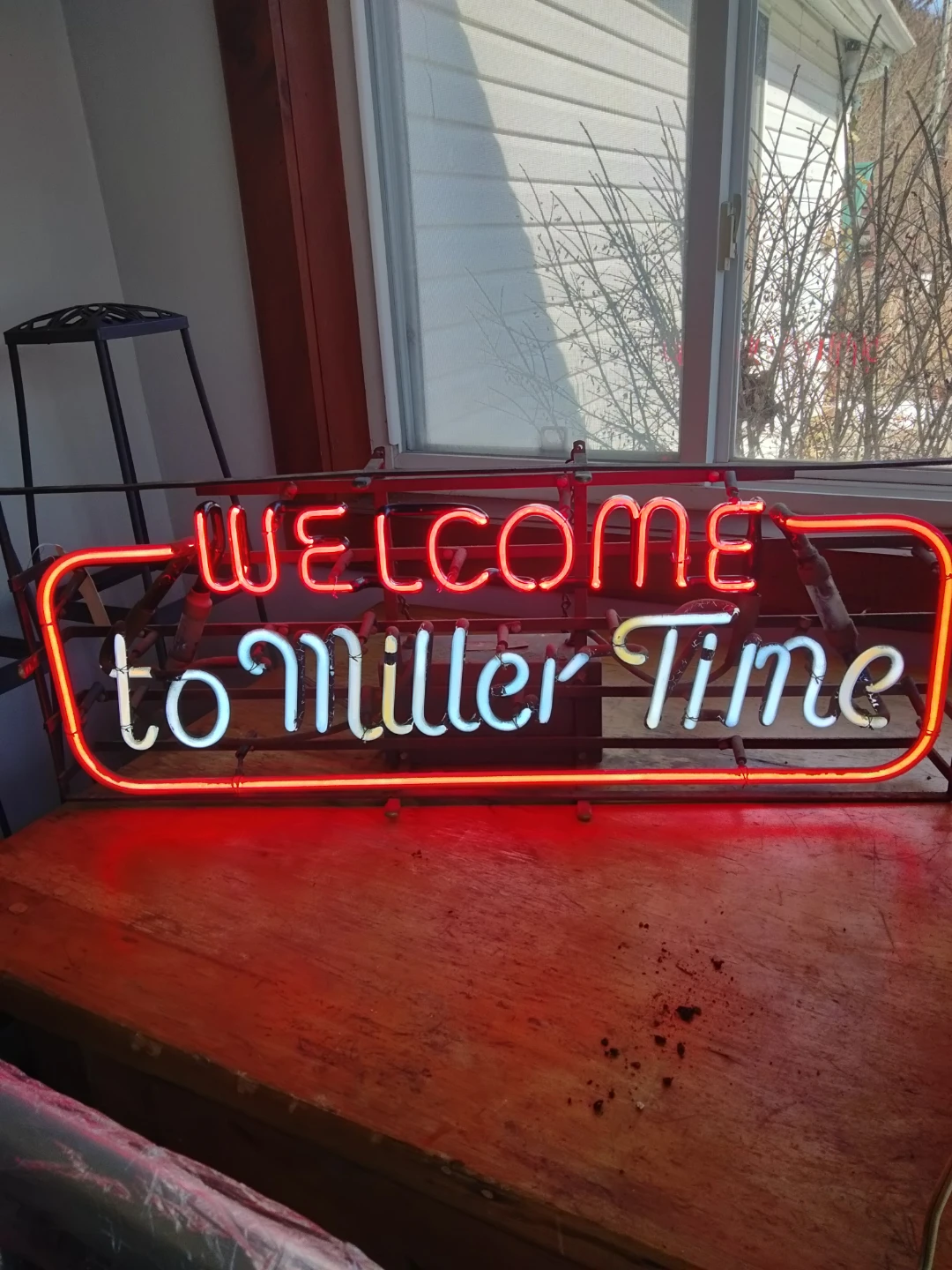 Antique welcome to Miller time neon