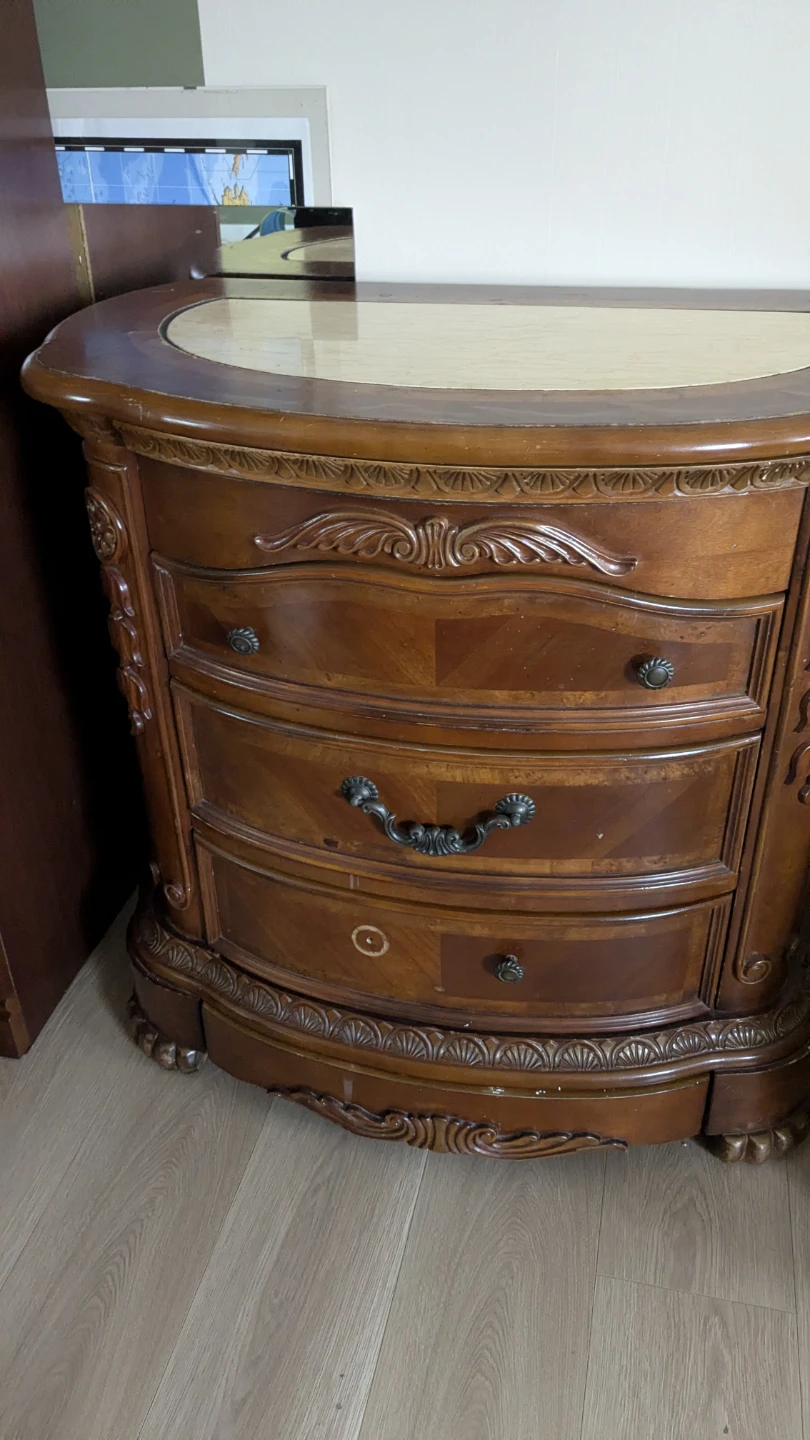 Vintage Cherry Wood hallway accent table with Marble Top - photo 2