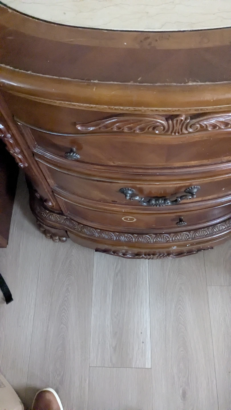 Vintage Cherry Wood hallway accent table with Marble Top - photo 3