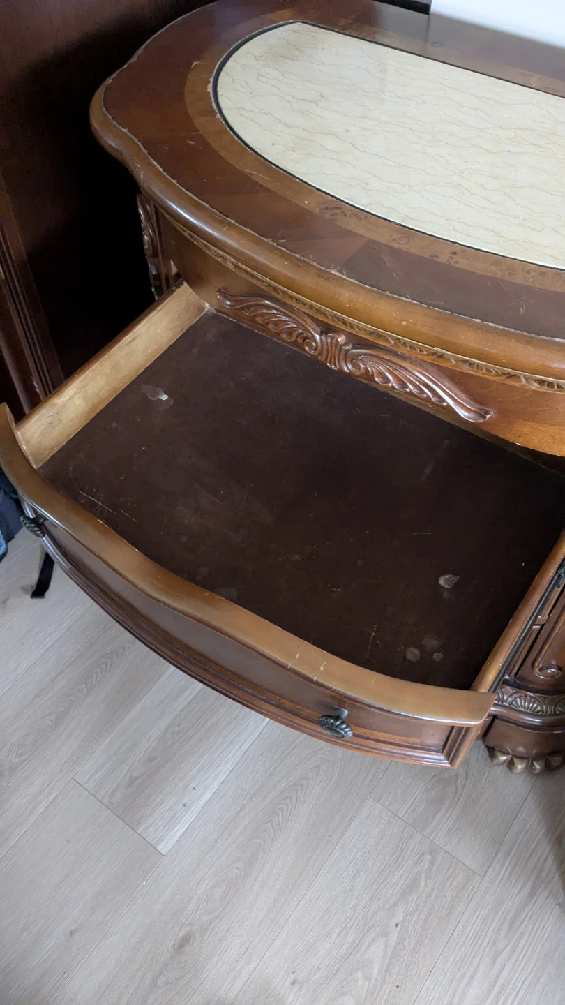 Vintage Cherry Wood hallway accent table with Marble Top - photo 5
