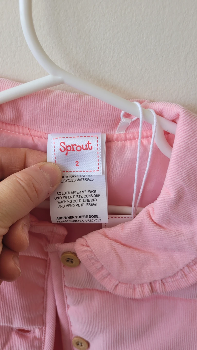 Sprout Pink Corduroy Puffer Jacket - Size 2 - photo 3