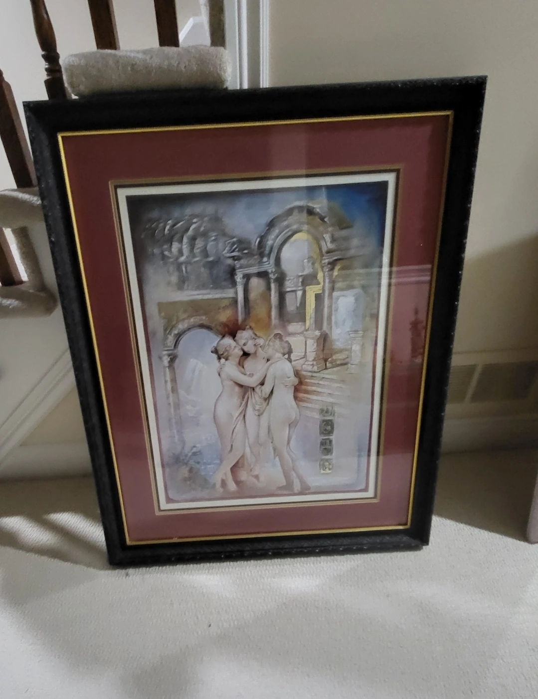 Vntg Framed Artwork Print of Three Graces- Mint Condition
