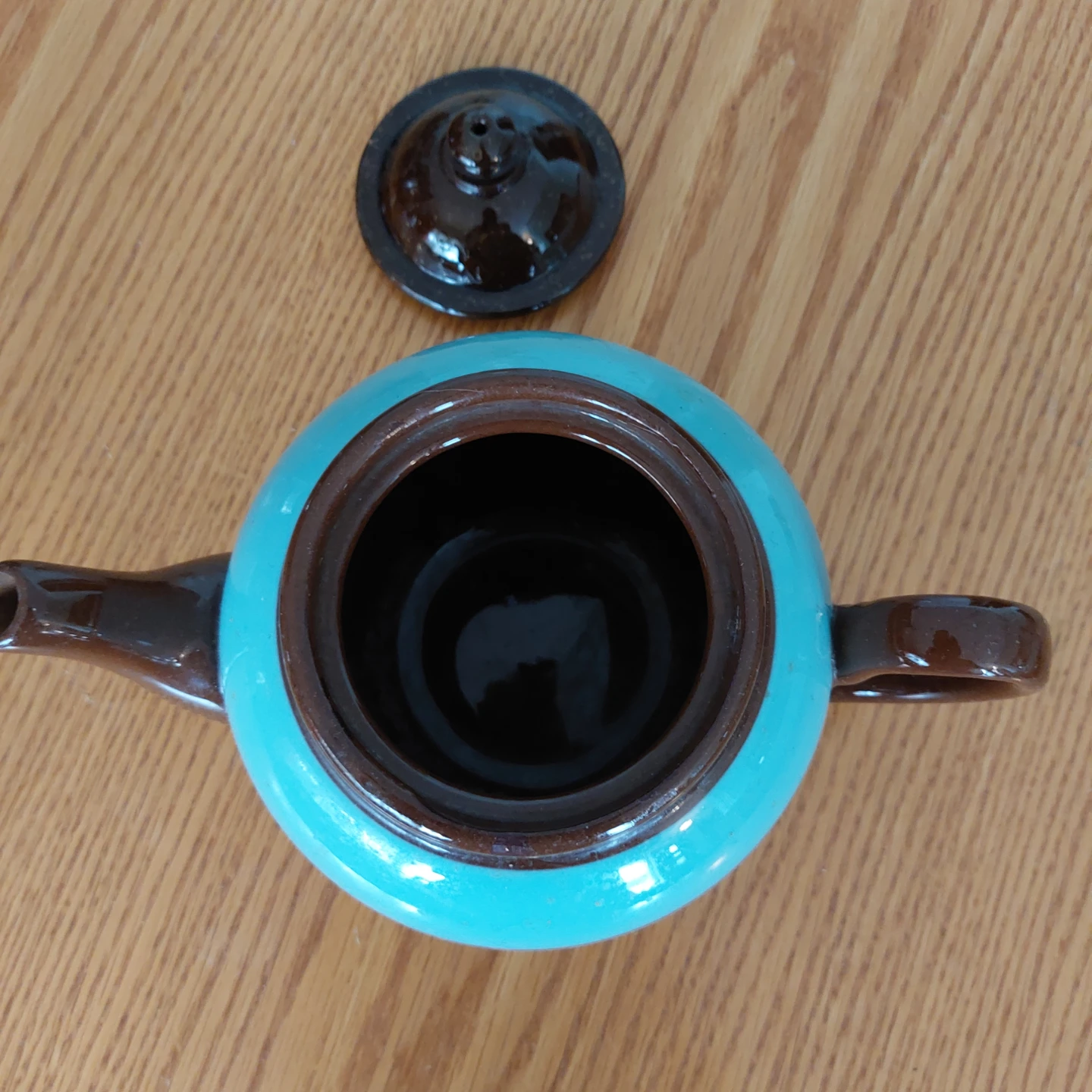 Vintage Brown and Turquoise Teapot - Made in England - photo 2