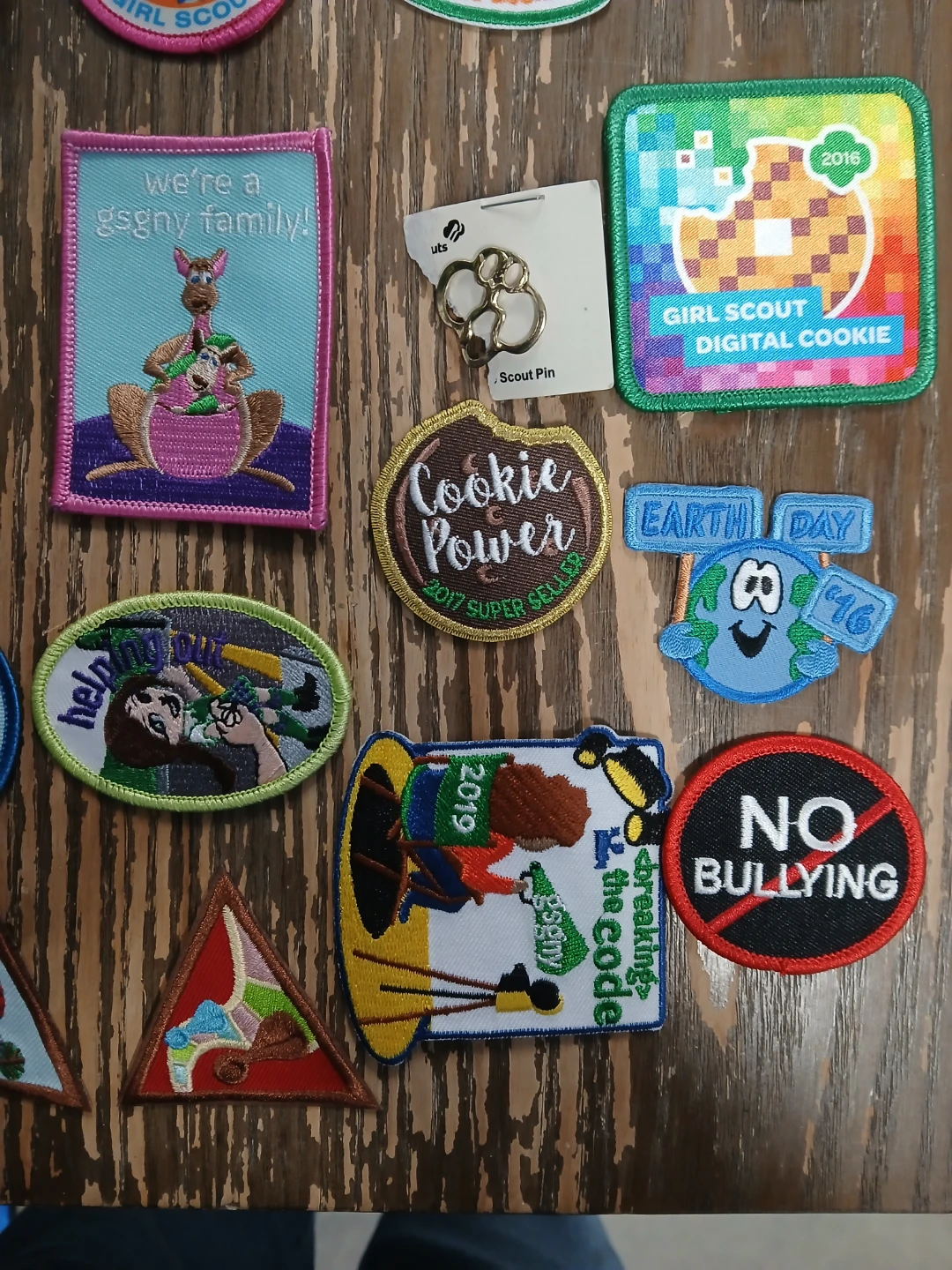 NEW 25 Assorted Girl Scout Patches + tin box. 🧡New. - photo 2