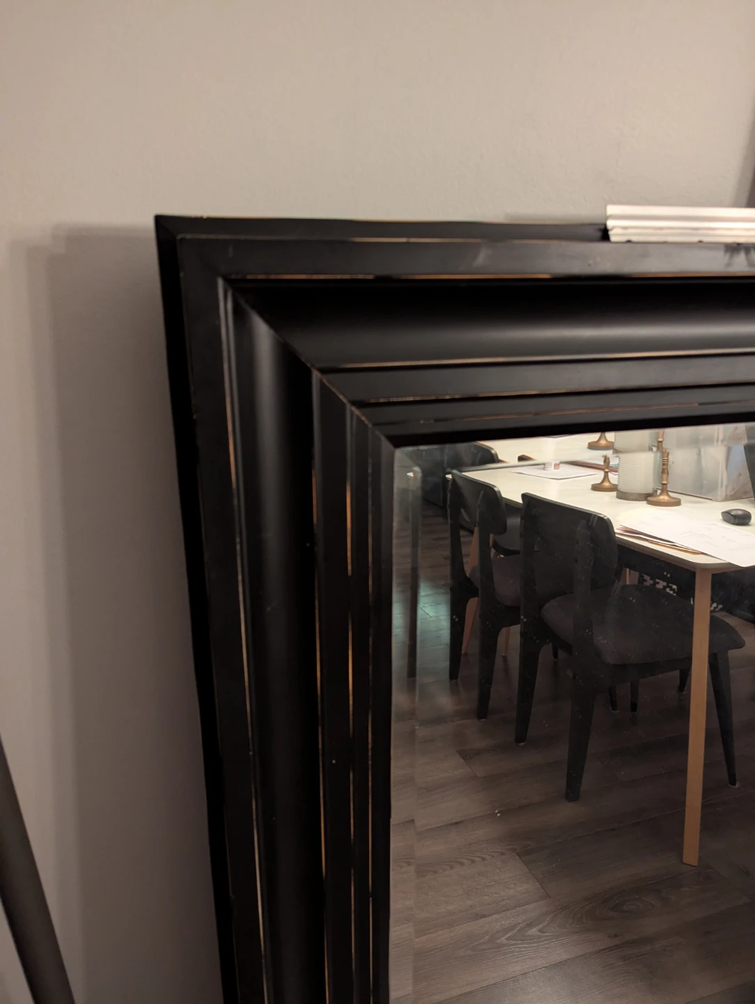 Large Black Distressed Framed Mirror - photo 2
