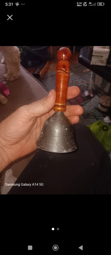 Vintage Hand Bell with Wooden Handle - photo 3