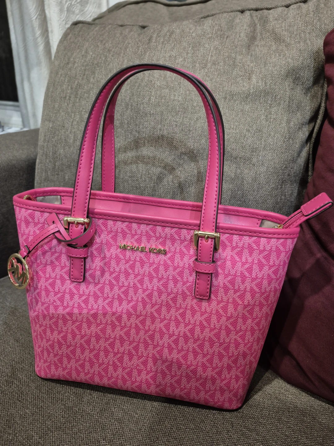 Michael Kors MK Jaquard Tote Bag - Pink - photo 5