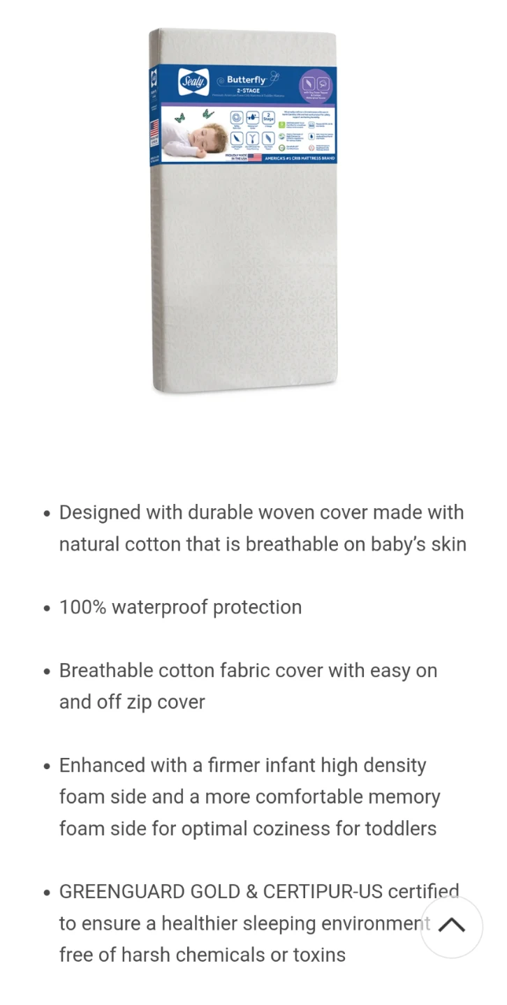 Sealy Crib Mattress *FREE 3 fitted sheets*