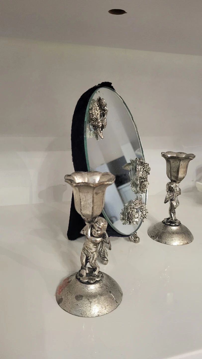 Vintage Cherub Candlestick Holder with a beautiful mirror - photo 3