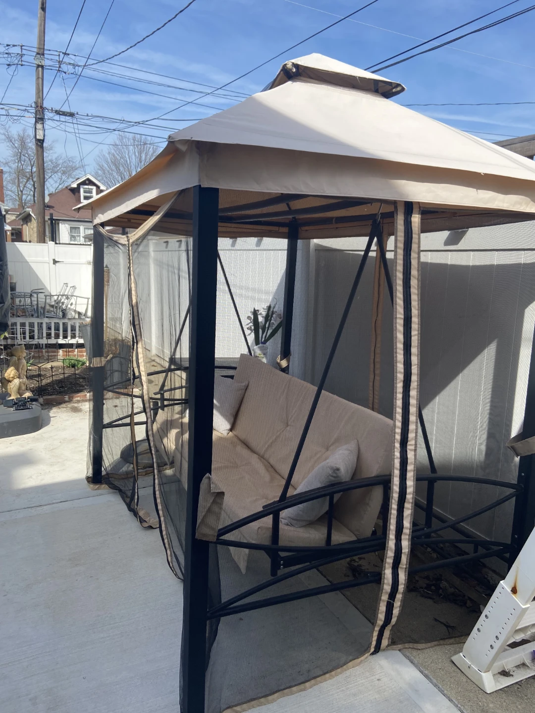 3-Seater Patio Swing with Canopy and Mosquito Netting - photo 3
