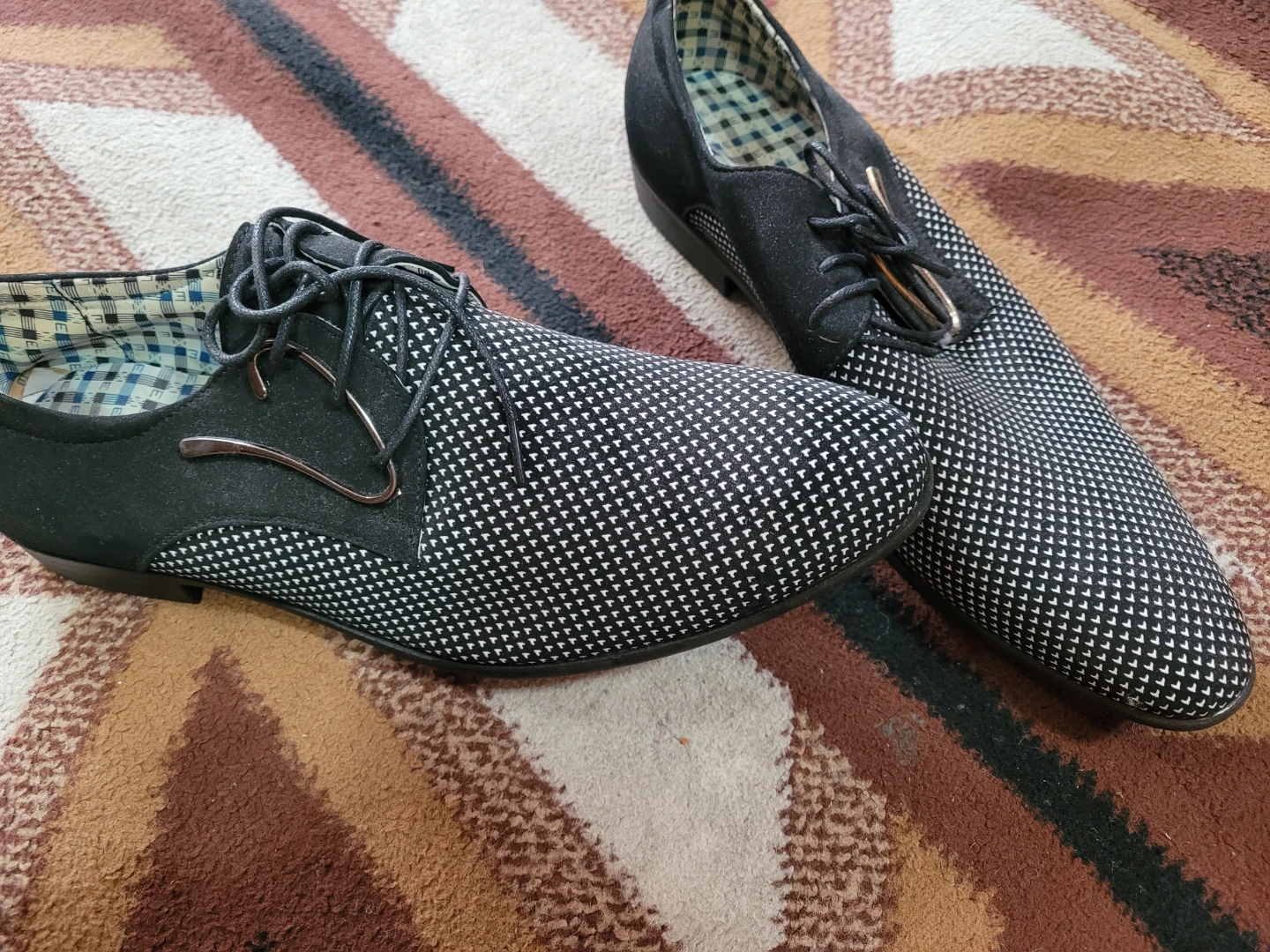 Men's Black Patterned Dress Shoes Size 46 - photo 2
