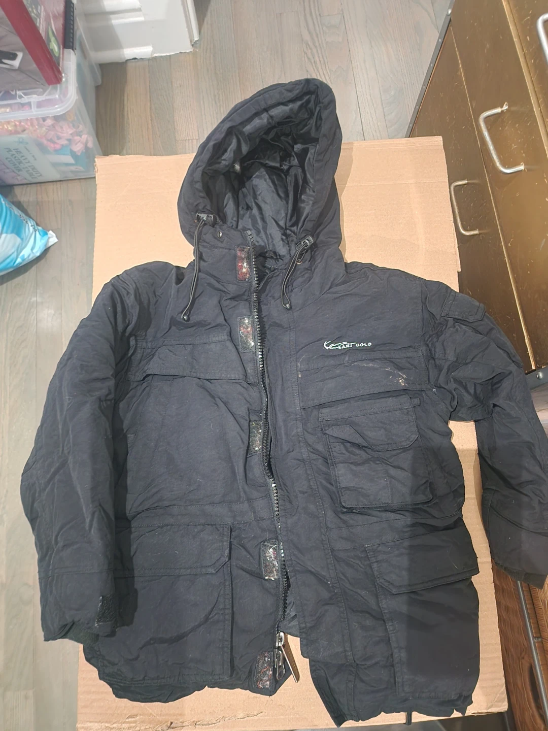 Size 8 KANI GOLD Black Hooded Winter Jacket
