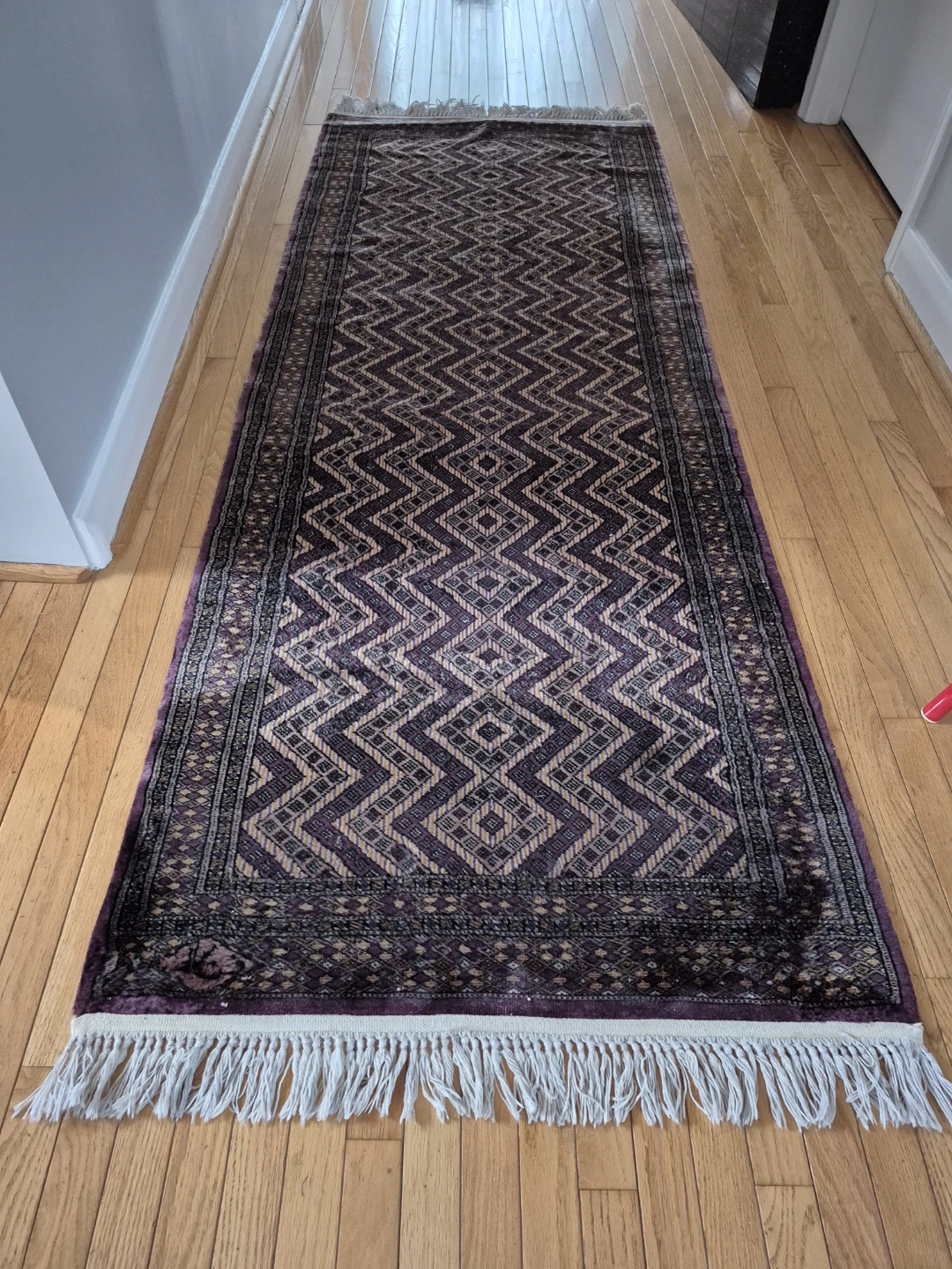 Indo-Persian carpet Hallway Rug: Handmade Wool "Running River"