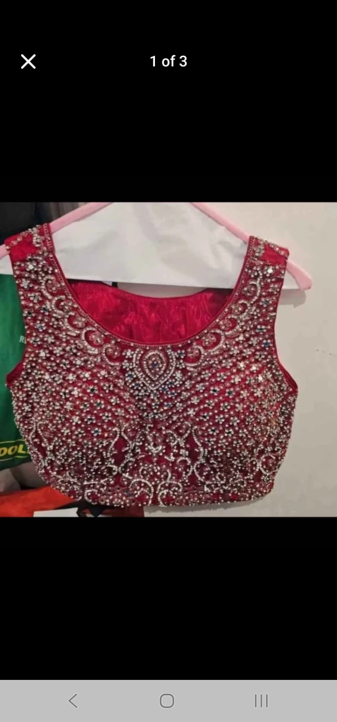 Embellished Red Indian Wedding Outfit - Skirt, Blouse & Dupatta