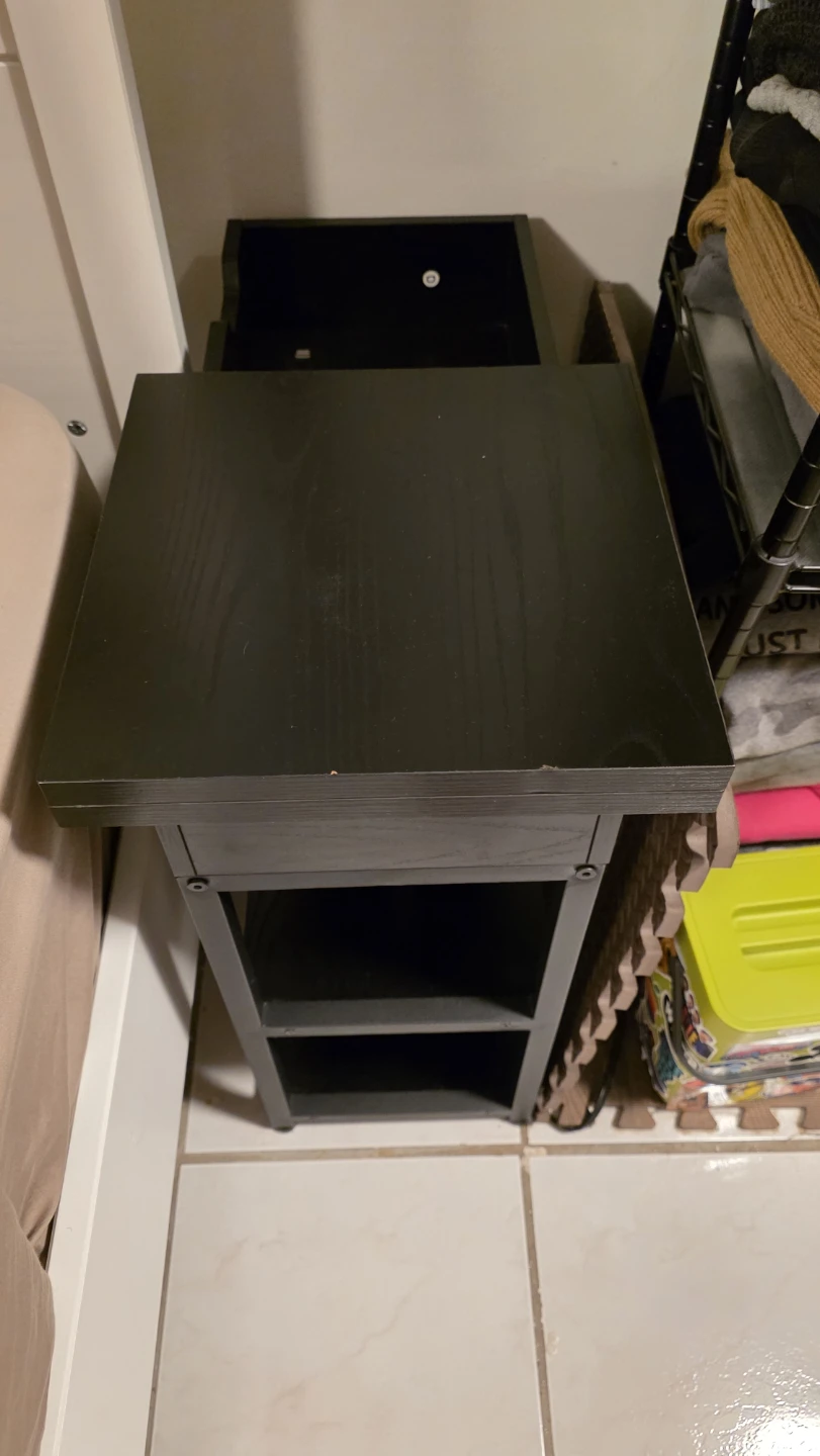 Black Bedside Table with Built-in Outlet and USB - photo 5