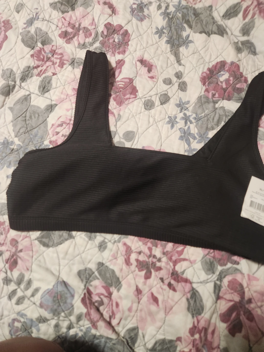 Black Ribbed Bikini Top size xl