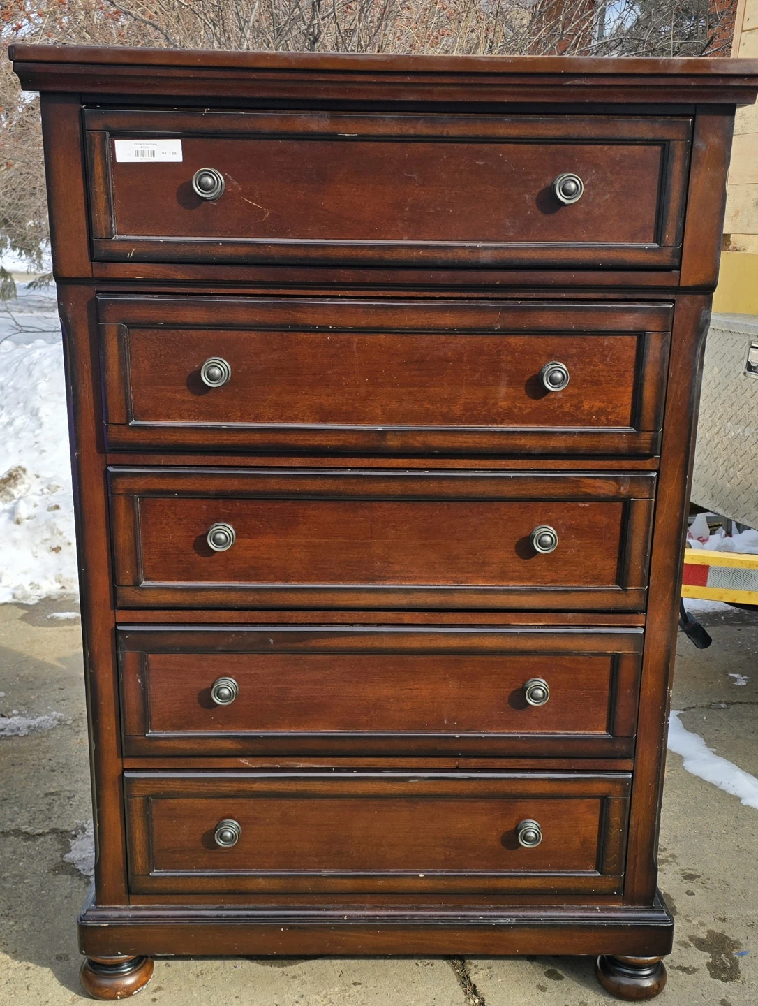 Dark Wood 5-Drawer Chest