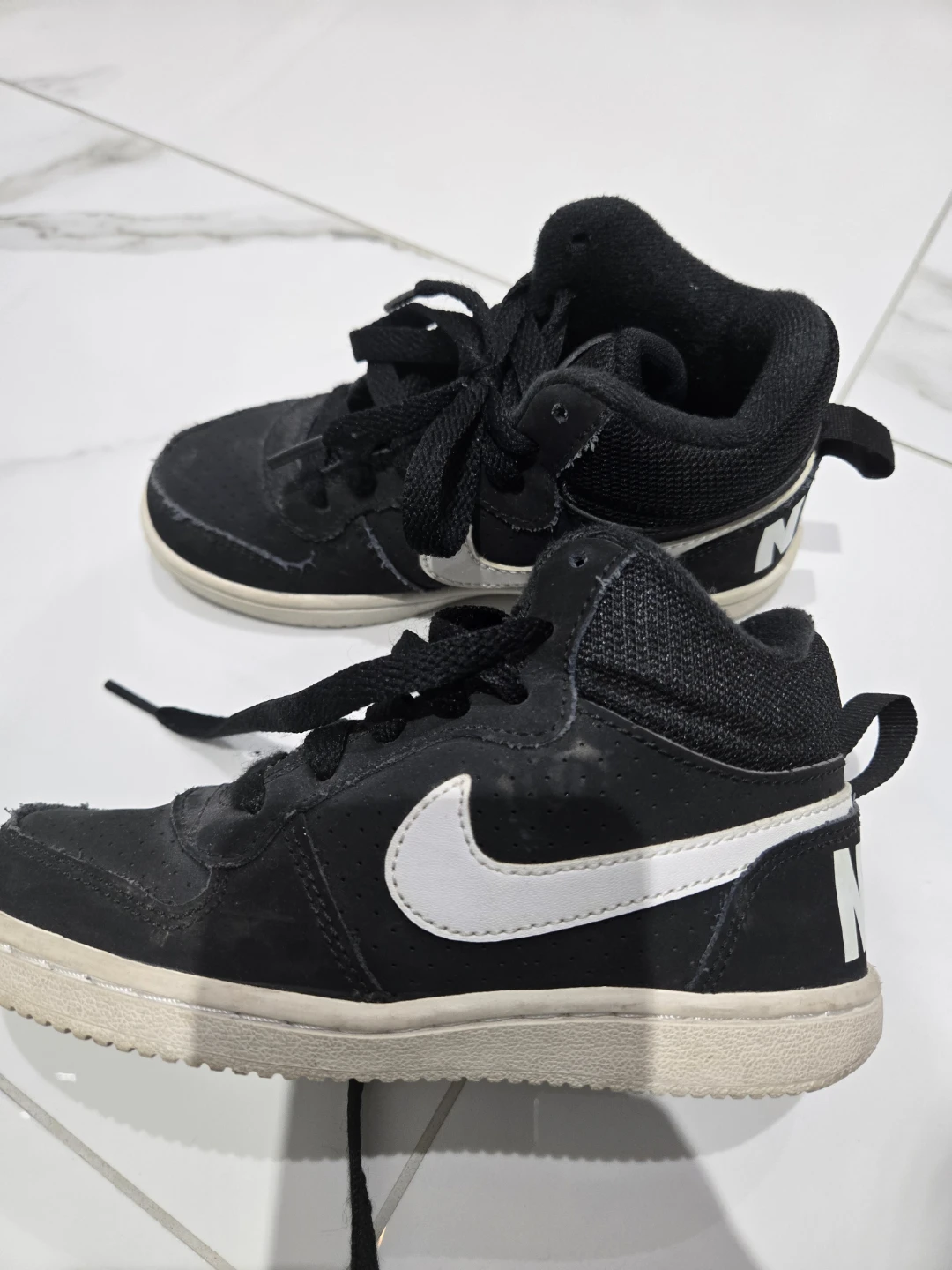 Nike Kids' Court Borough Mid-Top Shoes Black White Size 11C - photo 3