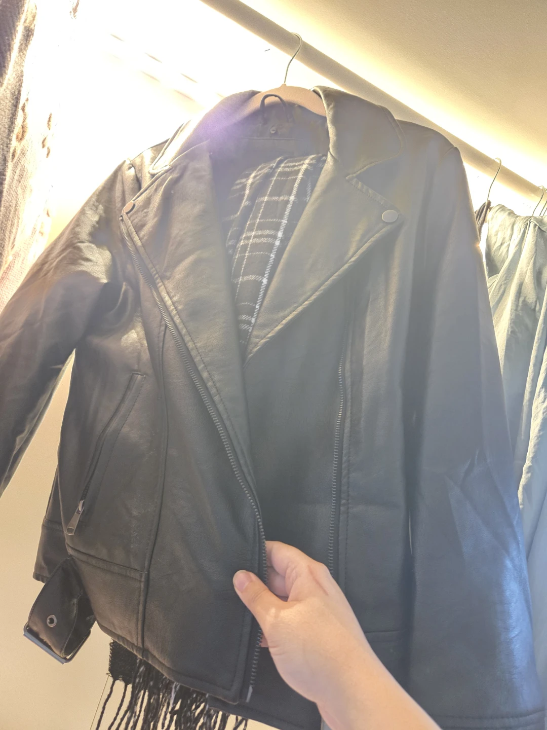 Black Faux Leather Jacket - photo 4