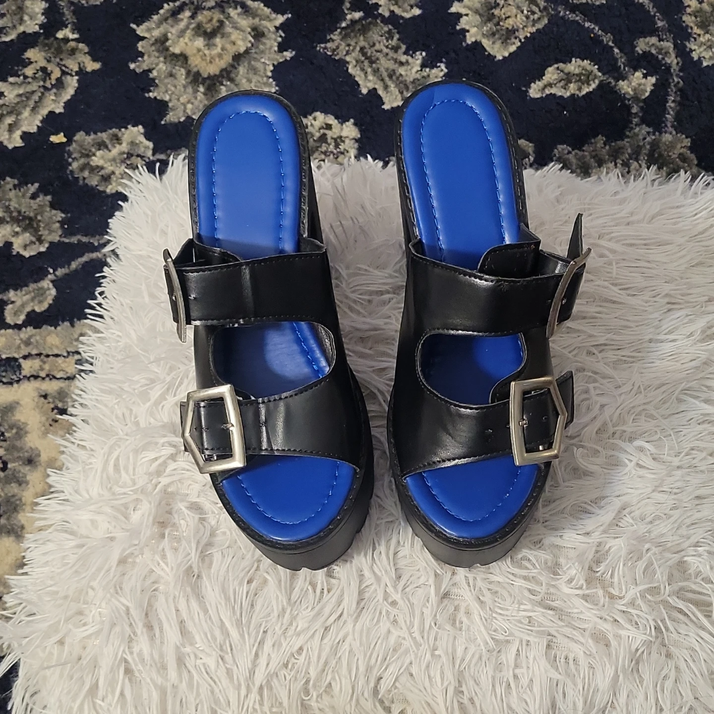 Black Chunky Platform Sandals with Buckles - photo 4