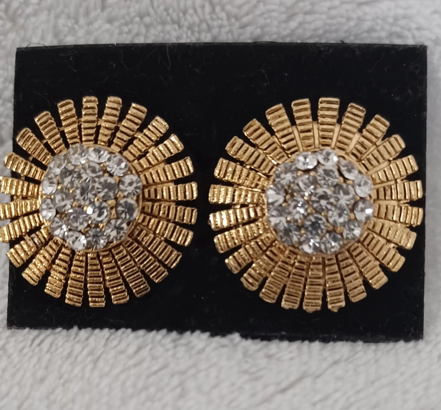 Gold Tone Starburst Crystal Earrings - photo 2