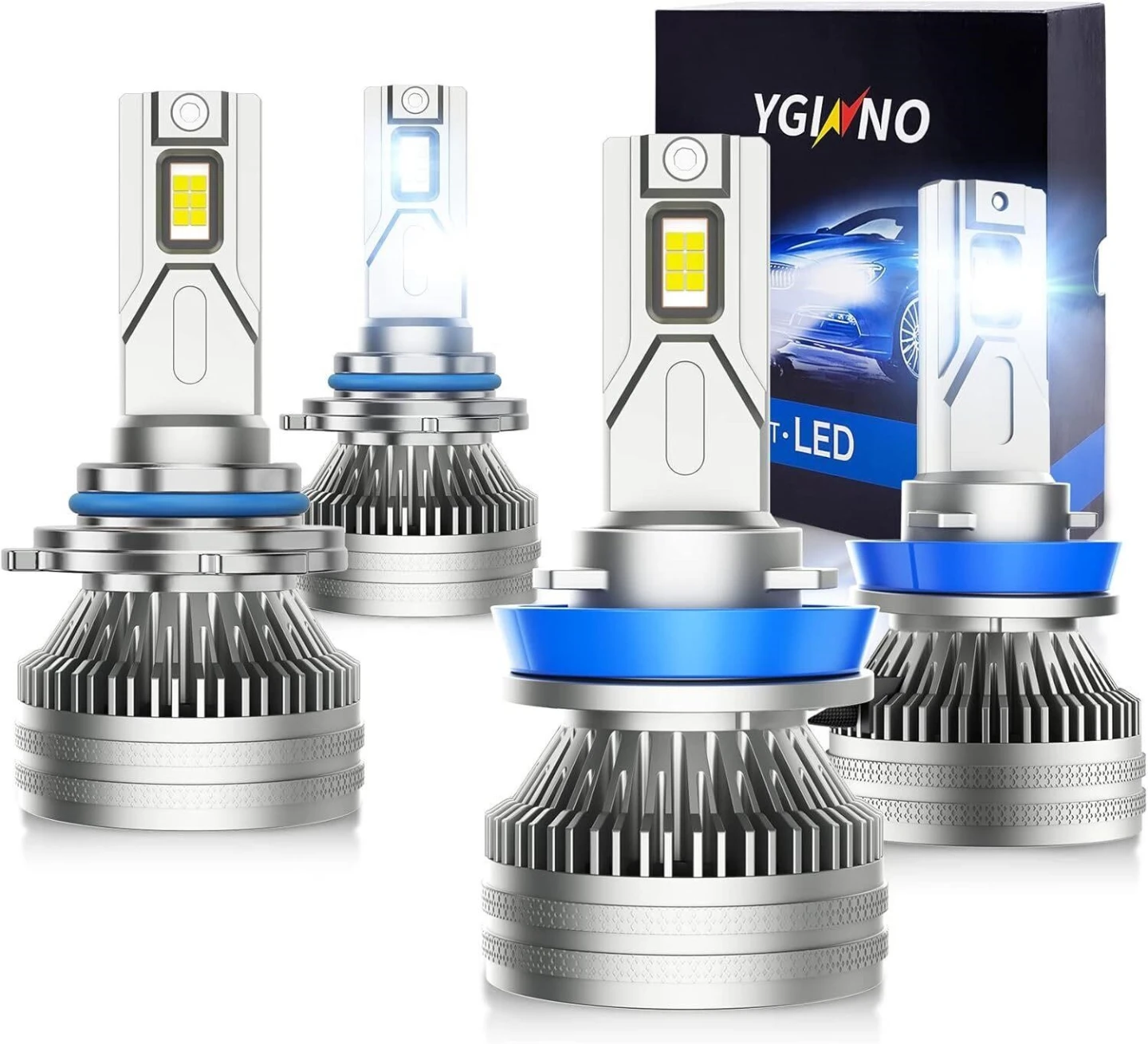 YGINNO LED Headlight Bulbs 9005 H11 - Bright White