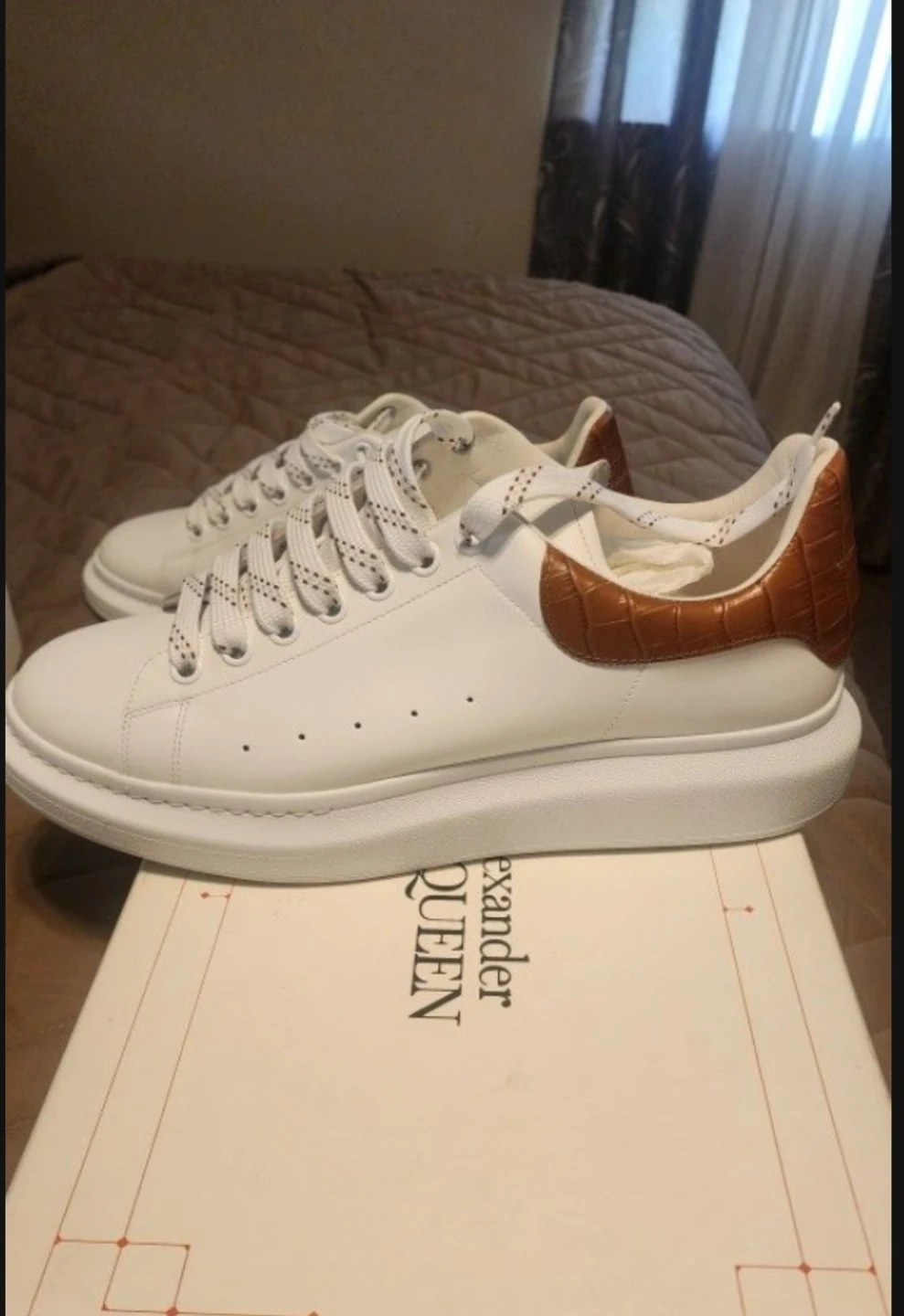 Alexander McQueen Oversized Sneakers White Crocodile Detail
