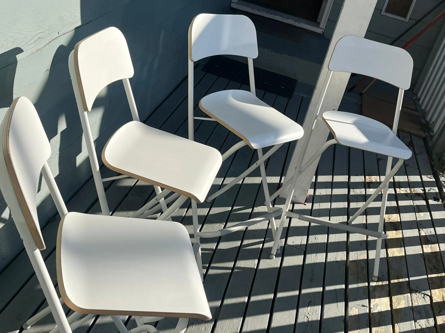White Folding Bar Stools - Set of 4 - photo 2