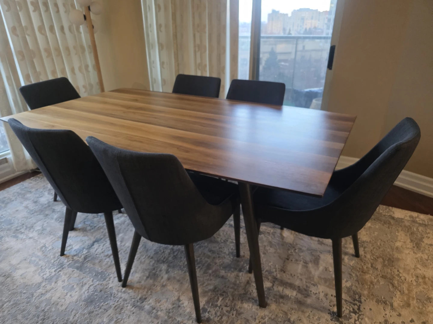 Wooden Dining Table with 6 Chairs
