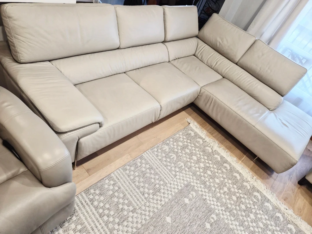 Sectional Sofa - Beige  Italian Leather