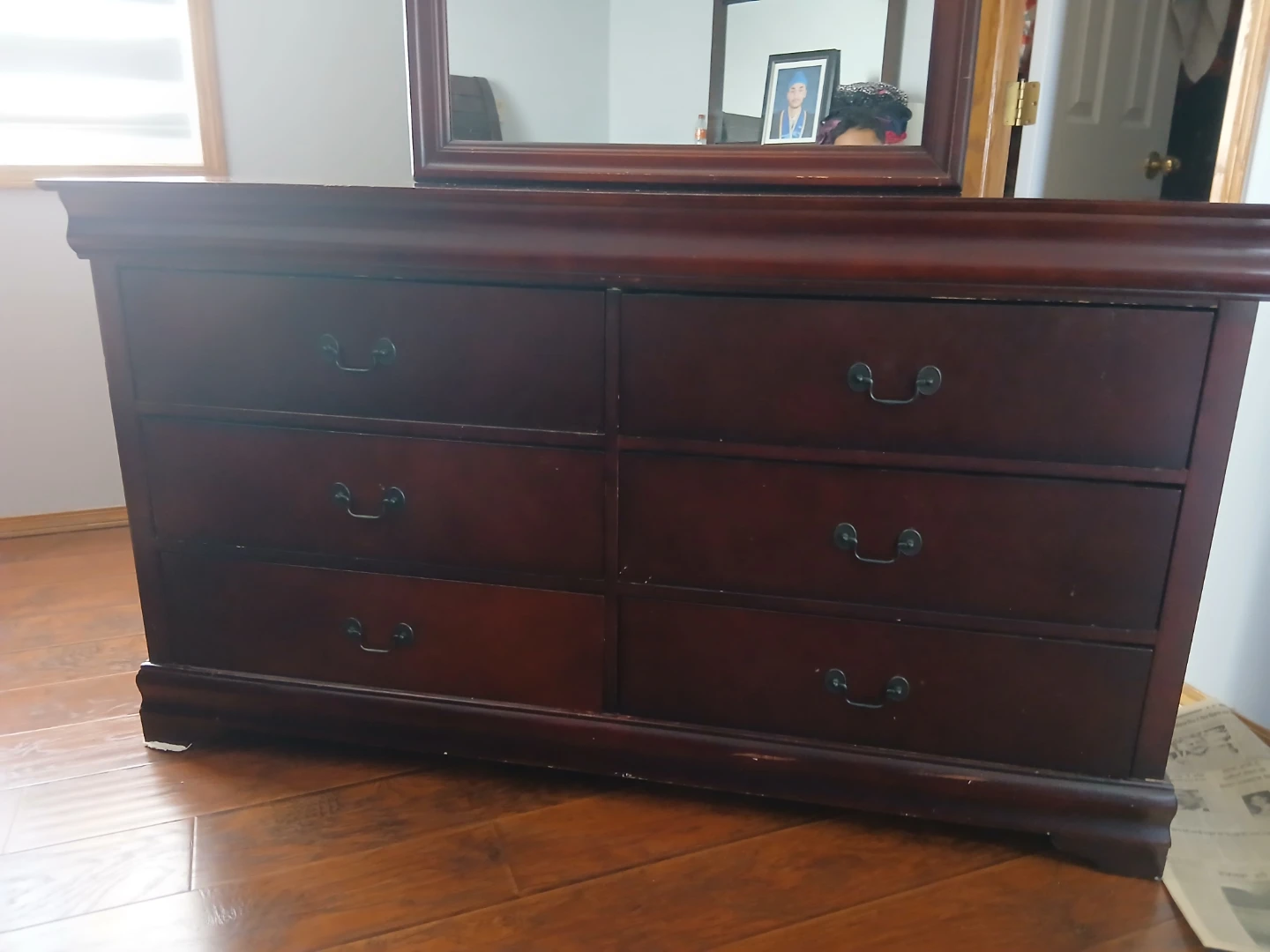 Dark Wood Dresser with Mirror