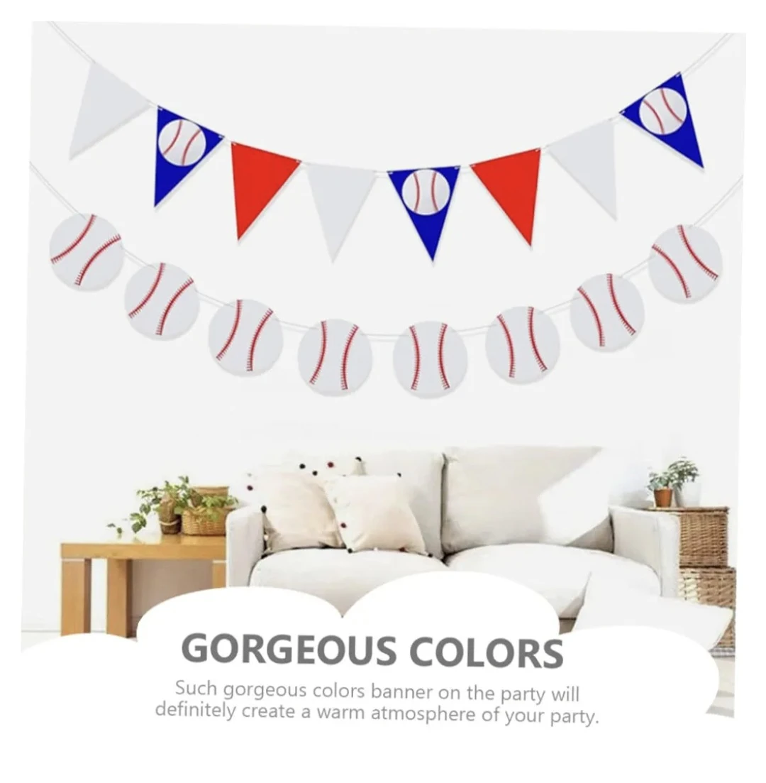 Baseball Theme Party Supplies Banner & Plates - photo 2