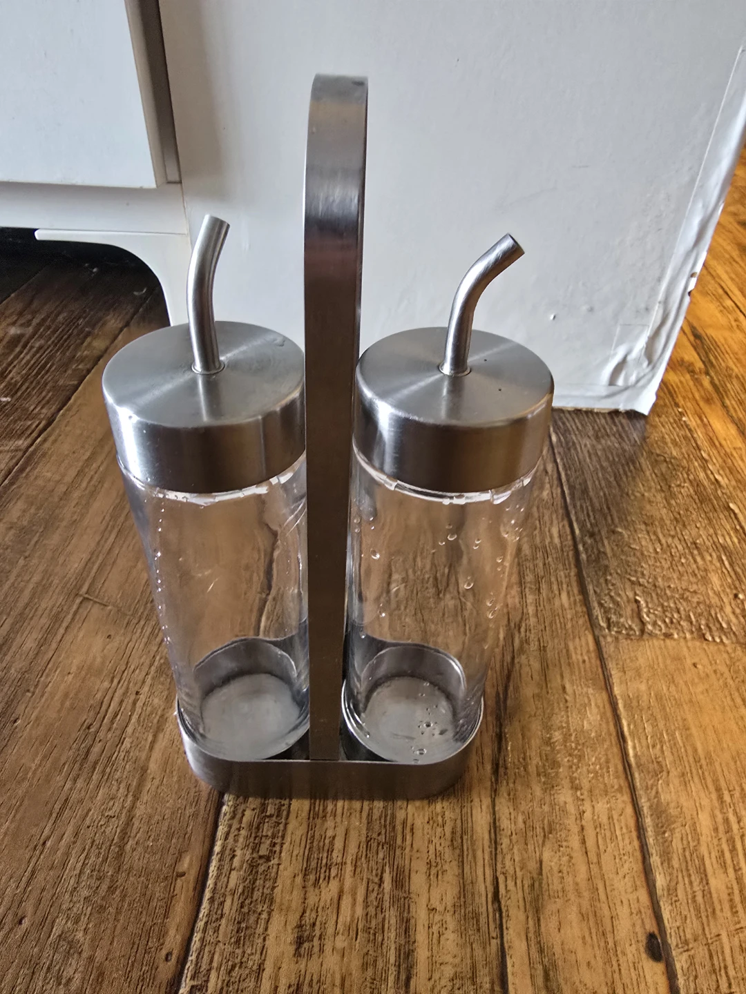 IKEA Oil and Vinegar Set 2 Glass Bottles with Stand - photo 3