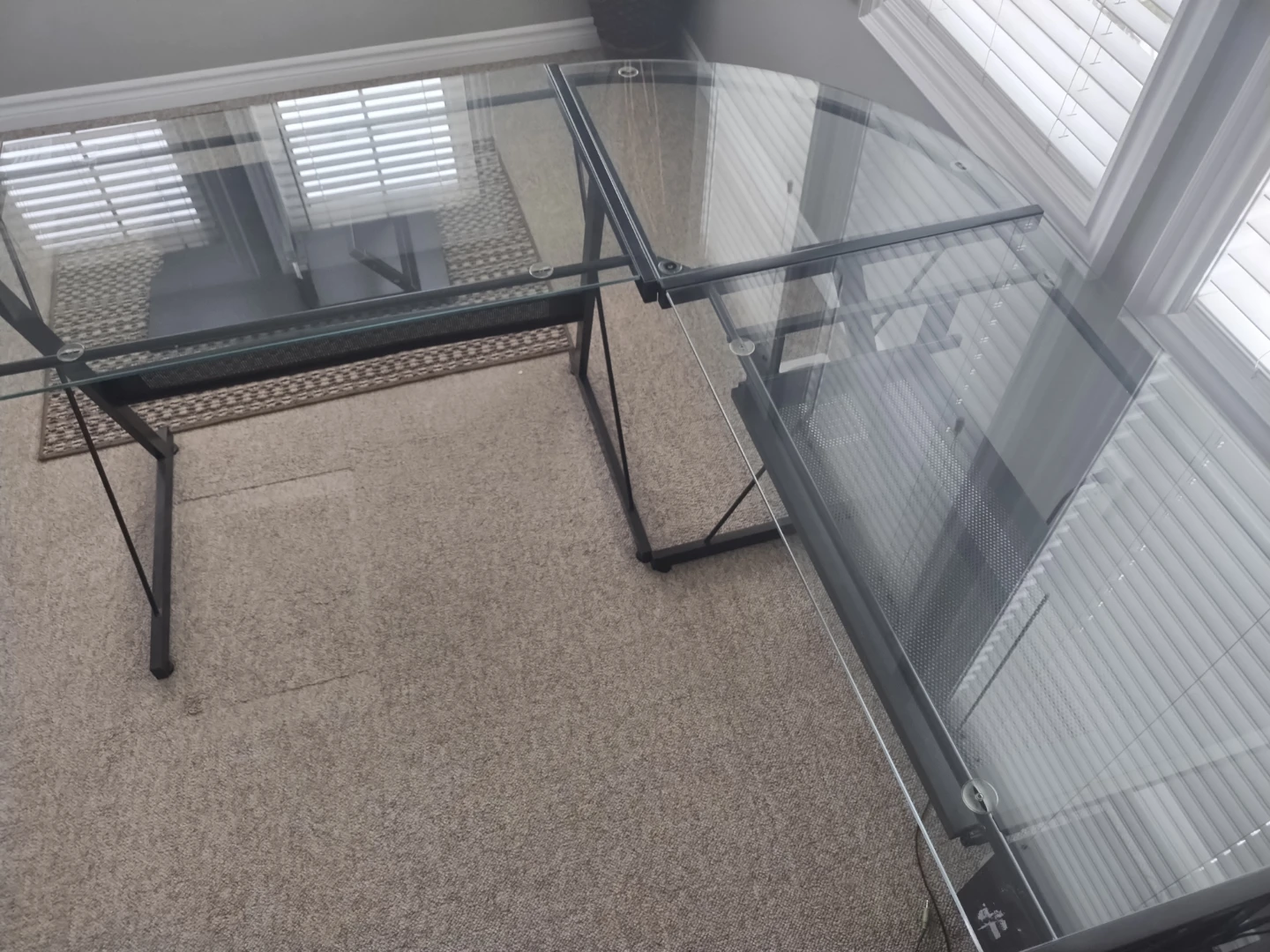 Glass L-Shaped Computer Desk