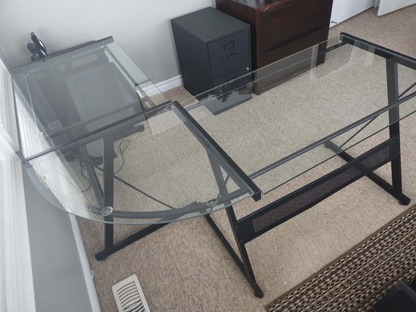 Glass L-Shaped Computer Desk - photo 2