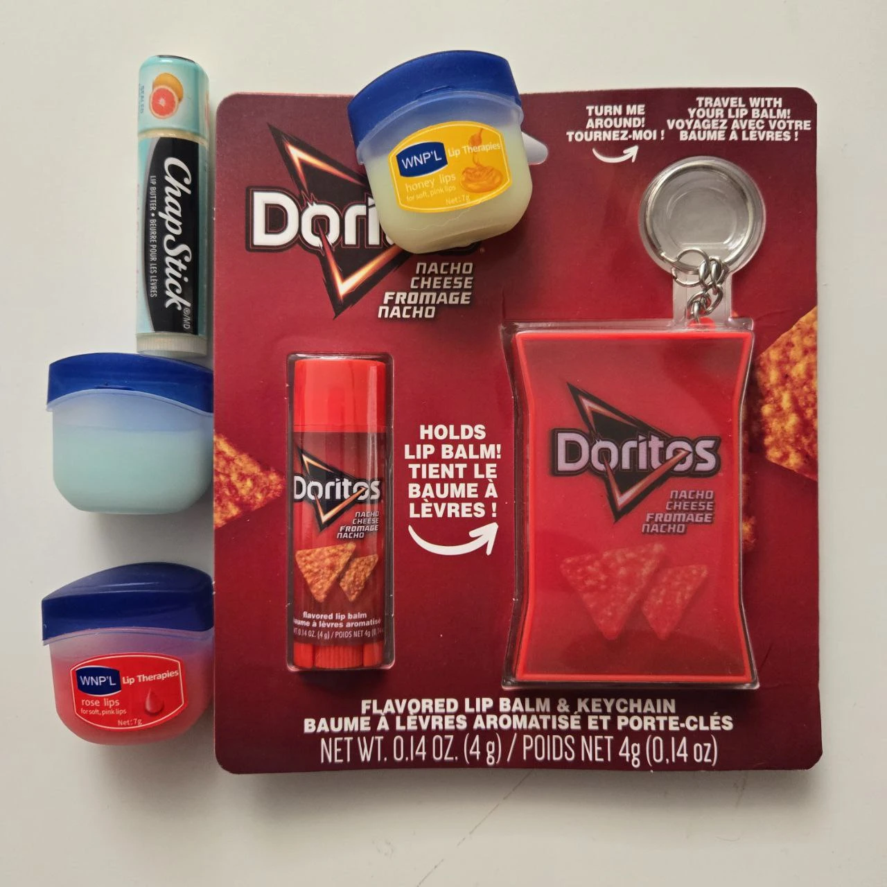 Doritos Nacho Cheese Flavored Lip Balm & Keychain Set