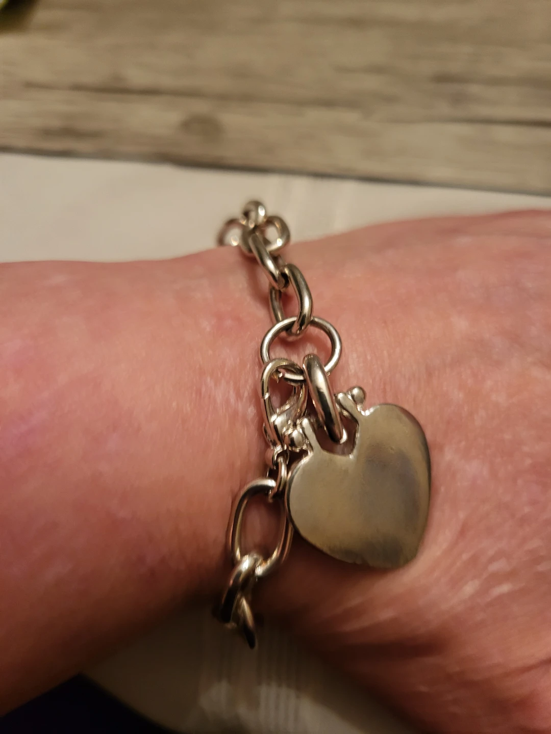 Silver-Tone Heart Charm Bracelet