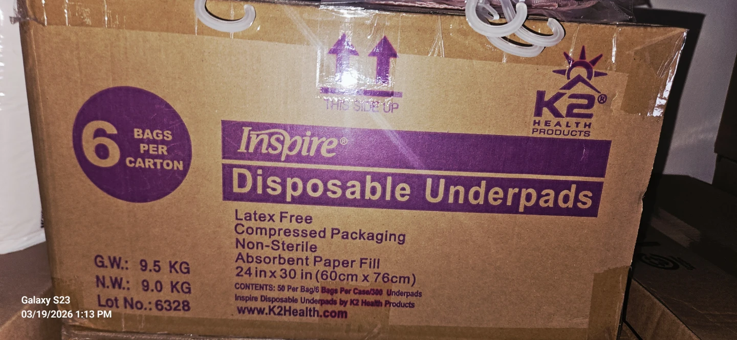 K2 Health Inspire Disposable Underpads - 24" x 30"