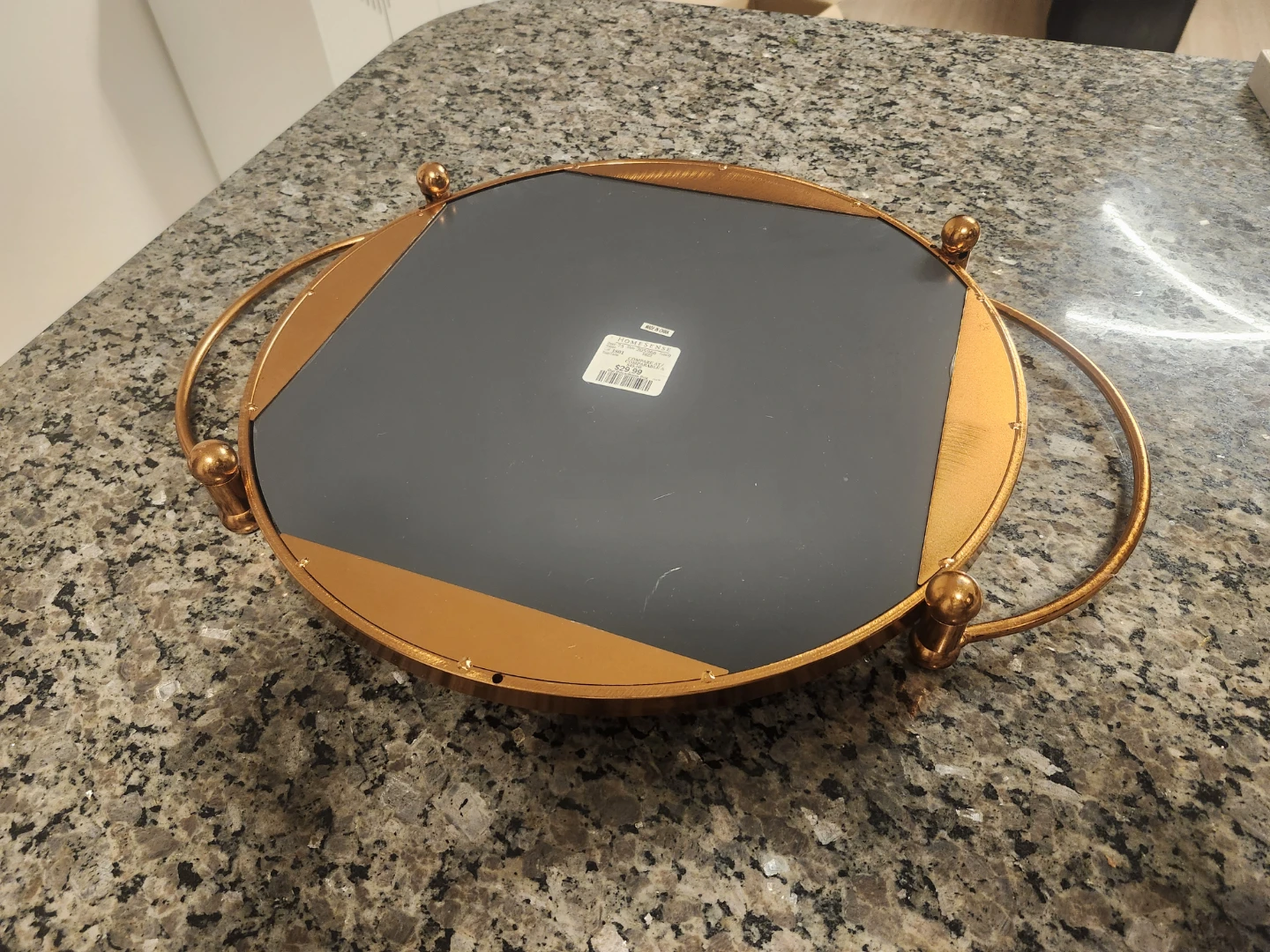 HomeSense Gold Decorative Mirror Tray with Handles - photo 2