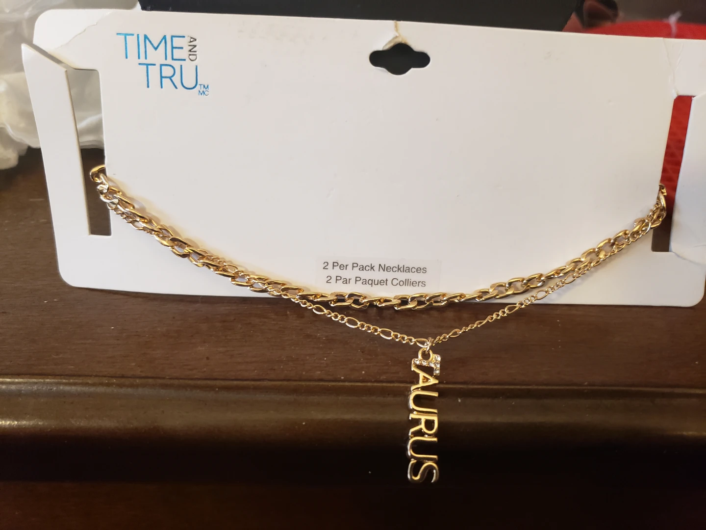Time and Tru 2 Pack Taurus Necklaces Gold Tone